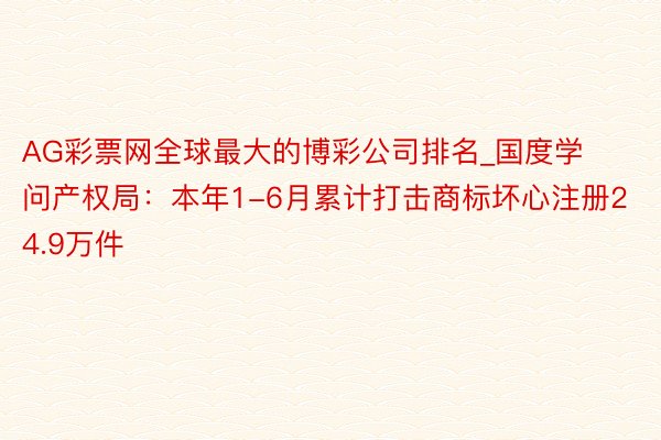 AG彩票网全球最大的博彩公司排名_国度学问产权局：本年1-6月累计打击商标坏心注册24.9万件