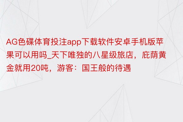 AG色碟体育投注app下载软件安卓手机版苹果可以用吗_天下唯独的八星级旅店，庇荫黄金就用20吨，游客：国王般的待遇