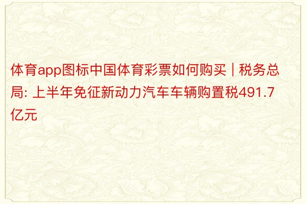 体育app图标中国体育彩票如何购买 | 税务总局: 上半年免征新动力汽车车辆购置税491.7亿元