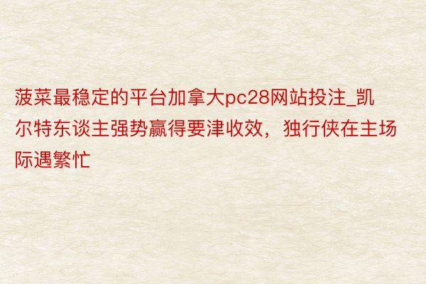 菠菜最稳定的平台加拿大pc28网站投注_凯尔特东谈主强势赢得要津收效，独行侠在主场际遇繁忙