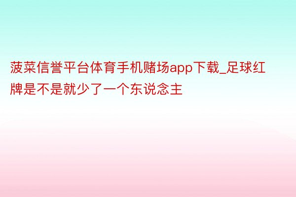 菠菜信誉平台体育手机赌场app下载_足球红牌是不是就少了一个东说念主