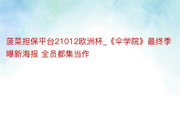 菠菜担保平台21012欧洲杯_《伞学院》最终季曝新海报 全员都集当作