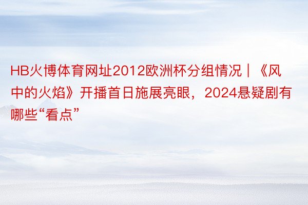 HB火博体育网址2012欧洲杯分组情况 | 《风中的火焰》开播首日施展亮眼，2024悬疑剧有哪些“看点”